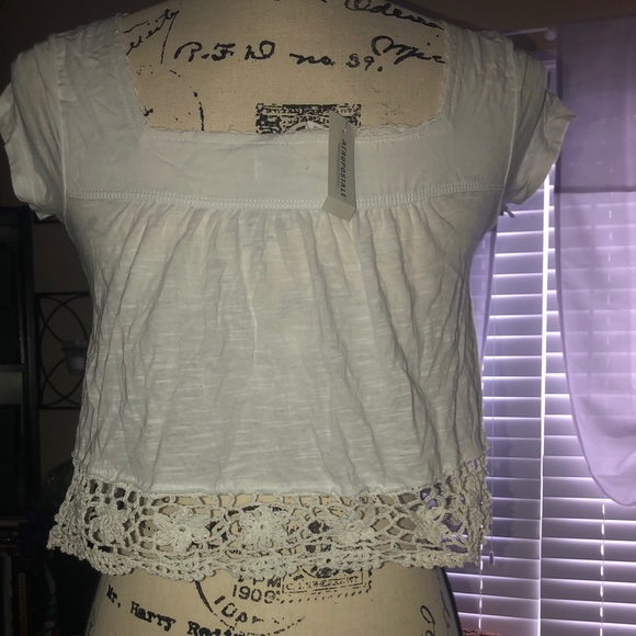 Aeropostale White Babydoll Top Crochet Bottom XS - Picture 3 of 4